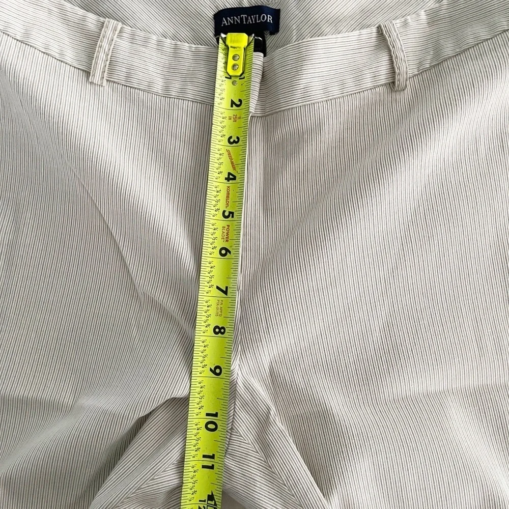 Ann Taylor Womans Striped‎ Ivory Mid Rise Casual Cotton Stretch Dress Pant 10